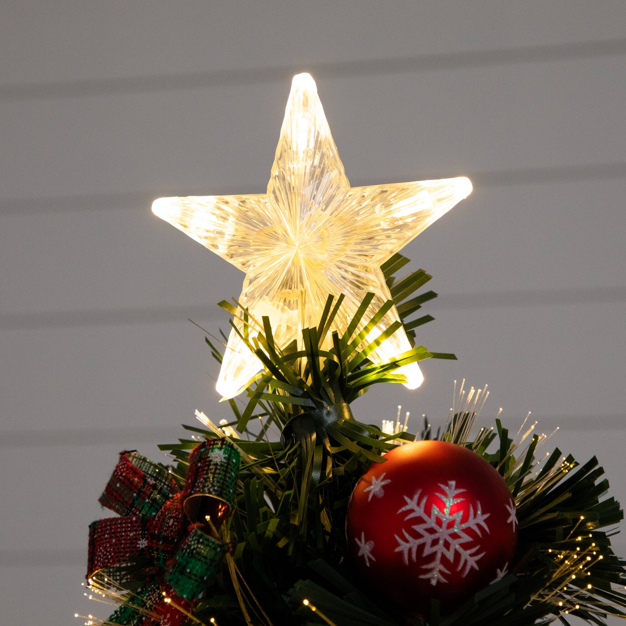 3ft. Pre-Lit Fir Artificial Christmas Tree in Planter, Clear Fiber Optic Lights
